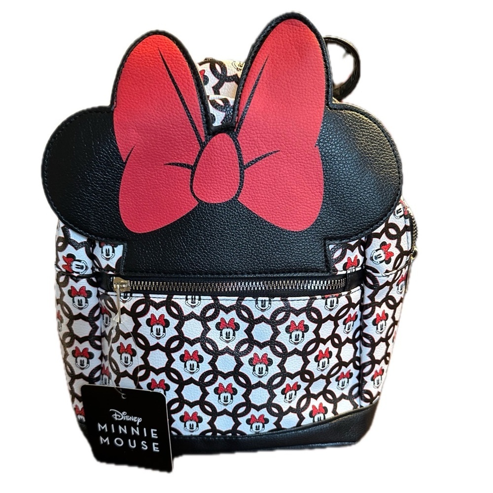 Minnie Mouse 10" Mini Deluxe Backpack With 1 Front Pocket And Large Bow - NWT - Picture 5 of 6